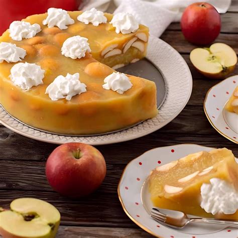 Vrstvenie jablkového koláča s pudingom a piškótami