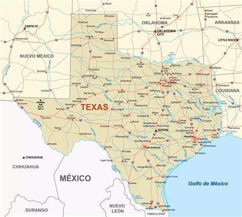 Mapa Texasu a Mexika