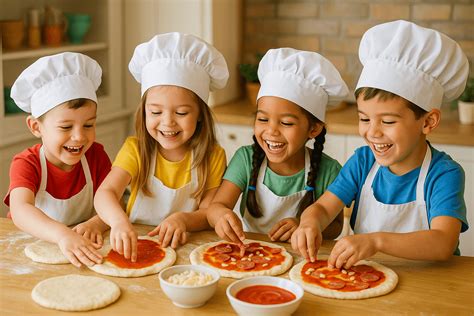 Deti pripravujúce papierovú pizzu