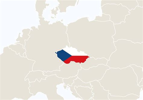 Mapa Európy s vyznačeným Slovenskom a Českou republikou