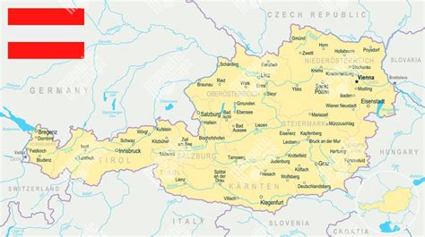 Mapa Rakúska s Viedňou