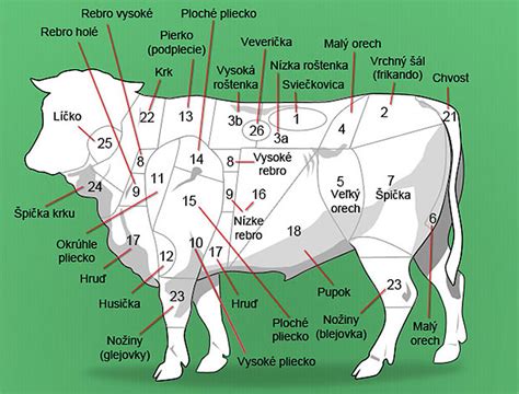 Rozdelenie hovädzieho mäsa na predné a zadné
