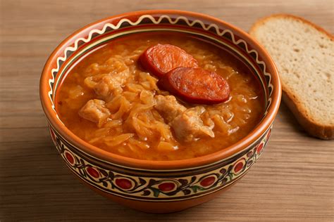 Tradičná slovenská kapustnica s údeným mäsom