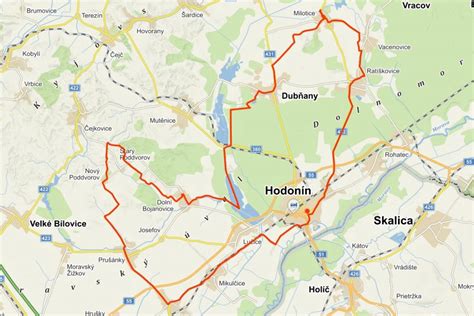 Mapa Hodonína s vyznačenými farmami a trhoviskami
