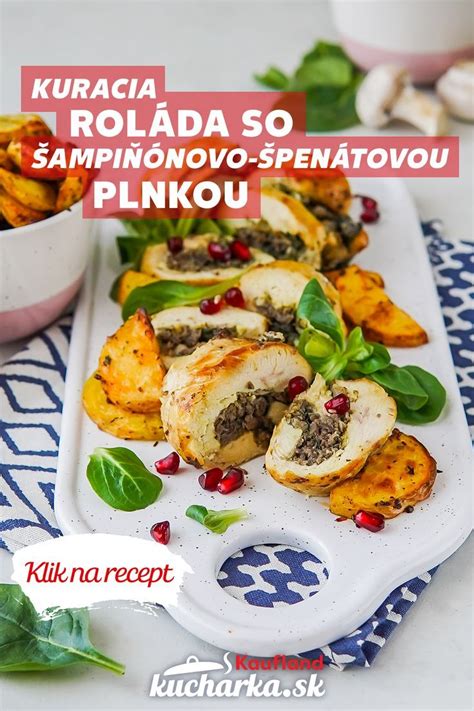 Ilustrácia kuracích roliek s hubovo-špenátovou plnkou