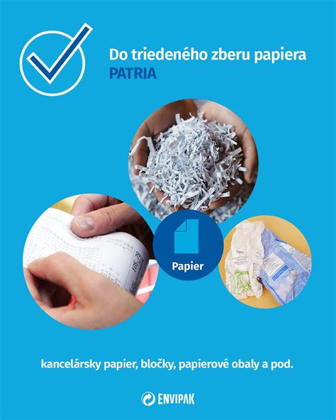 Obrázok s rôznymi druhmi papiera a označením, či patria do triedeného zberu