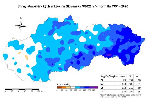 Mapa zrážok na Slovensku