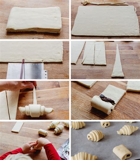 Schematické znázornenie vrstvenia cesta na croissanty