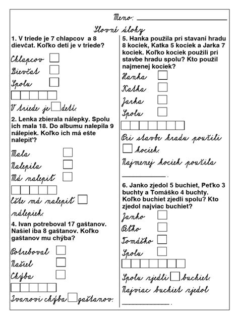 Deti riešia slovné úlohy