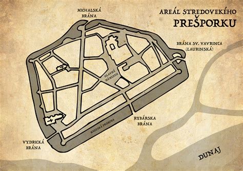 Mapa stredovekého mesta s pivovarmi