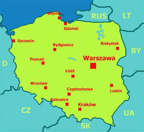 Mapa Poľska s vyznačeným sídlom výrobcu BIO PLANET