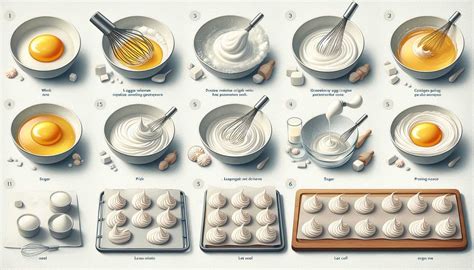 Ilustrácia snehových pusiniek a základných surovín na prípravu meringue