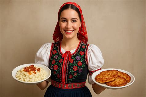 Ilustrácia rôznych jedál pripravených podľa slovenských receptov