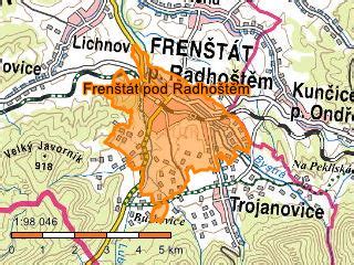 Mapa regiónu Frenštát pod Radhoštěm