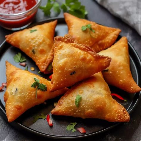 Ilustrácia taštičiek samosa s náplňou