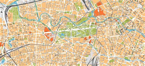Mapa Berlína s vyznačeným priebehom Berlínskeho múru