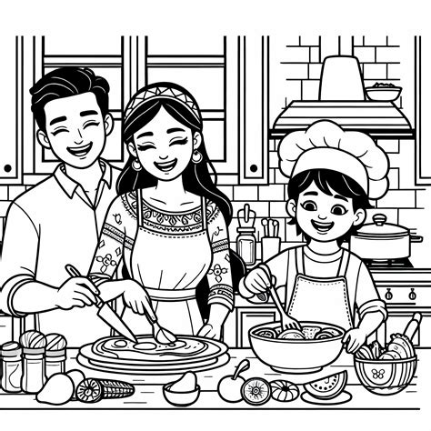 rodina pri varení