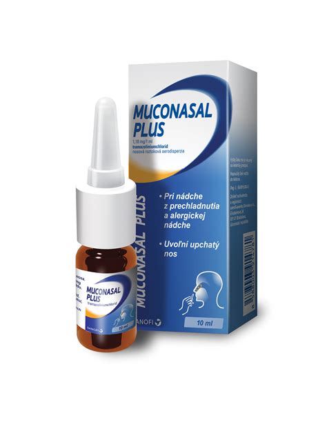 Obrázok osoby s nádchou, ktorá používa nosový sprej