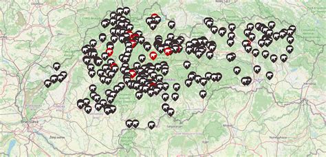 Mapa typických lokalít výskytu májoviek na Slovensku