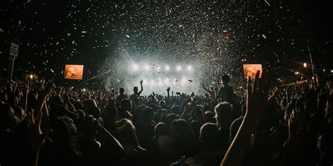 Fotografia davu ľudí na koncerte s festivalovými svetlami