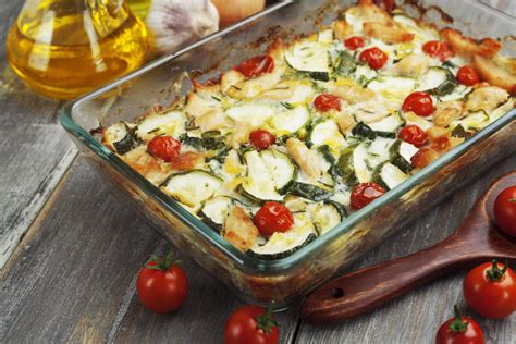 Ingrediencie na zapekanú cuketu s kuracím mäsom