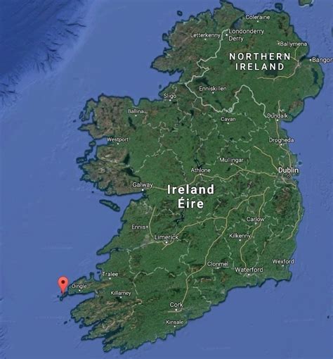 Mapa Írska s vyznačenými mestami Foynes a Shannon