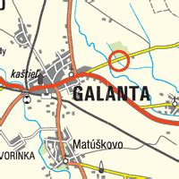 Mapa Galanty a okolia s vyznačenými reštauráciami