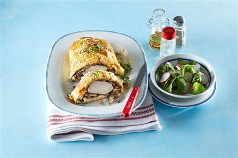 Morčacia roláda v lístkovom ceste so šampiňónmi