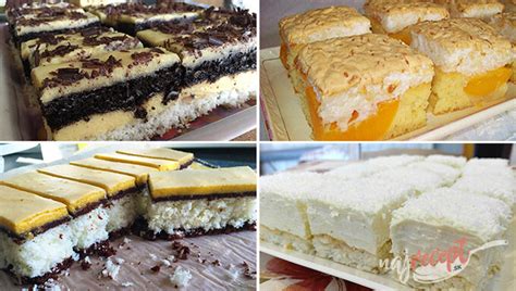 rôzne druhy kokosových zákuskov