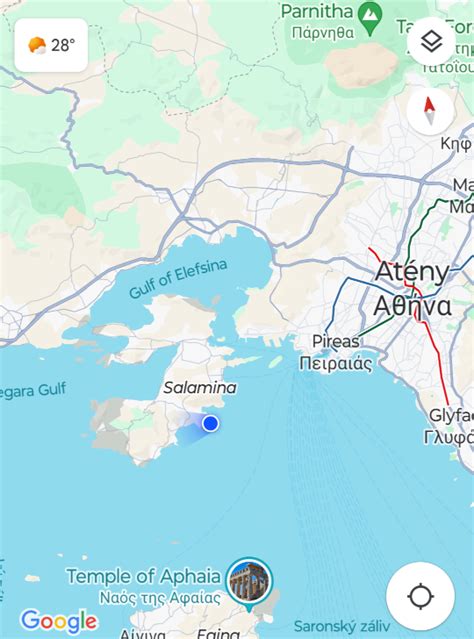 Mapa gréckeho ostrova Salamina
