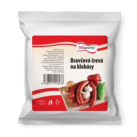 Surový bravčové črevá pripravené na plnenie