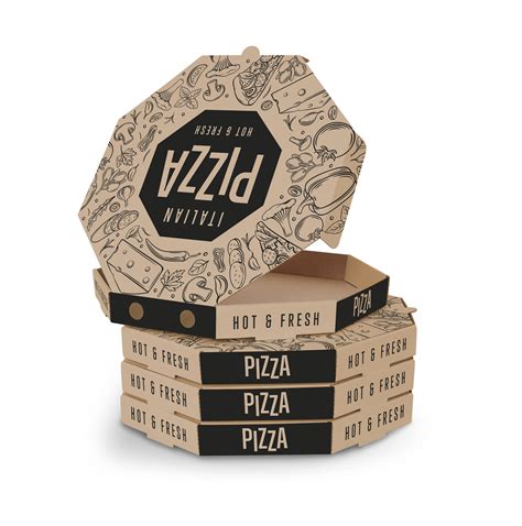 Príklady potlačených krabíc na pizzu