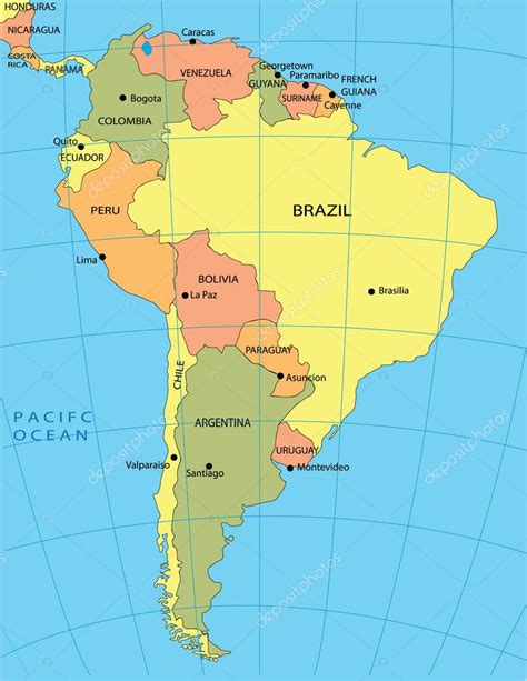 Mapa Južnej Ameriky s vyznačenou oblasťou Ánd