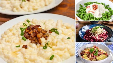 Koláž rôznych druhov zemiakových halušiek