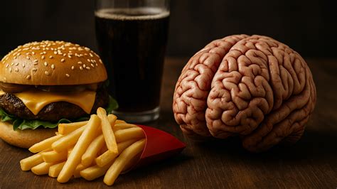 Ilustrácia mozgu reagujúceho na nezdravé jedlo