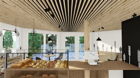 Interiér remeselnej pekárne s pečivom