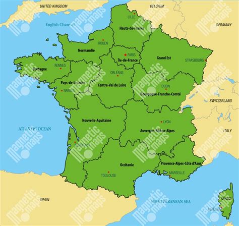 Mapa regiónov Francúzska s kulinárskymi špecialitami