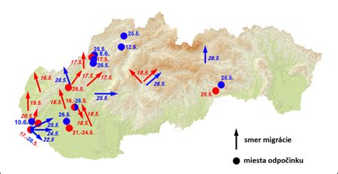 mapa migrácie husí