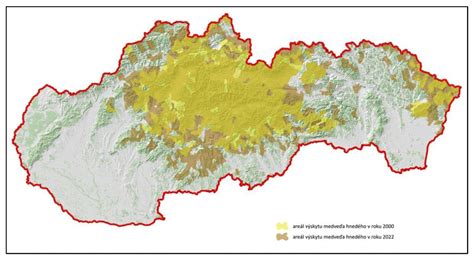 Mapa s vyznačenými oblasťami výskytu divokej zveri
