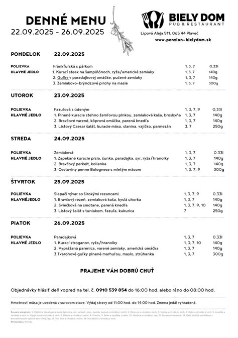 Fotografia chutného denného menu