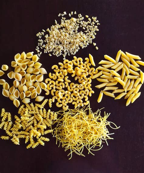 Ilustrácia rôznych druhov celozrnných cestovín