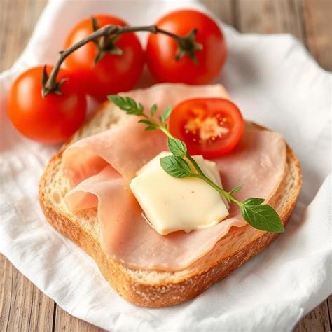 Ilustrácia toastu s tyrolskou šunkou, syrom a cherry paradajkami