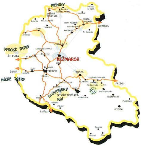 Mapa Kežmarku a okolia