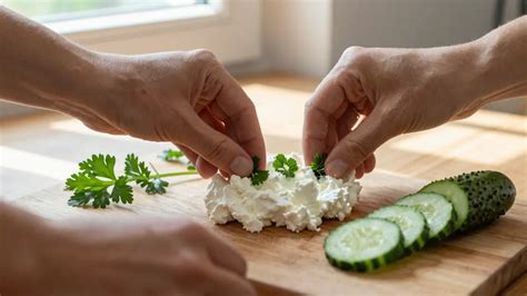 Ilustrácia tvarohu s vajíčkami a bylinkami