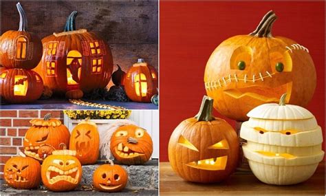 Rôzne vzory na halloweenske tekvice