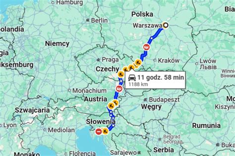 Mapa trasy vlaku do Splitu