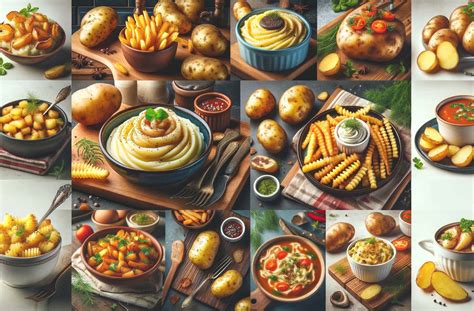 Ilustrácia rôznych spracovaných zemiakových produktov