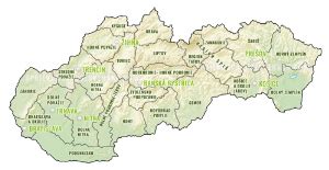 Mapa baníckych miest na Slovensku