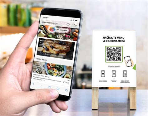 QR kód na stole v reštaurácii