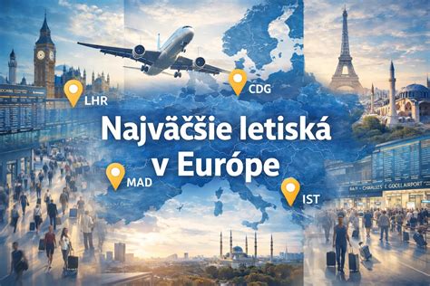 Mapa hlavných letísk v strednej Európe